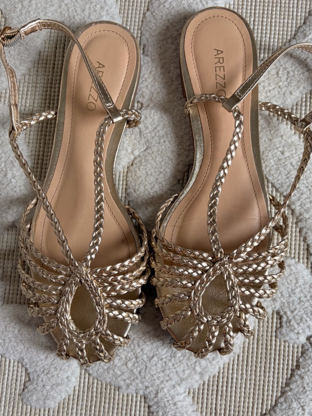 Arezzo Braided Metallic Gold Sandals 5